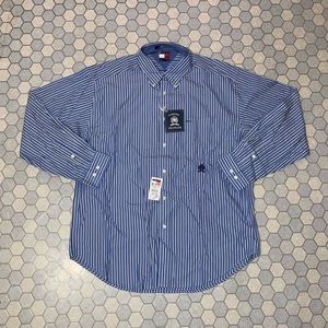 Tommy Hilfiger Blue Stripe Button-Up Shirt - Size Large